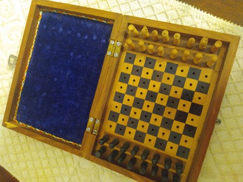 Scacchiera legno viaggio - scacchiera, in