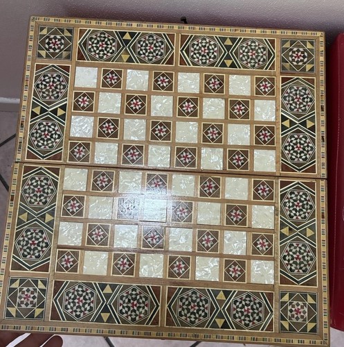 Scacchiera legno intarsiata - legno,